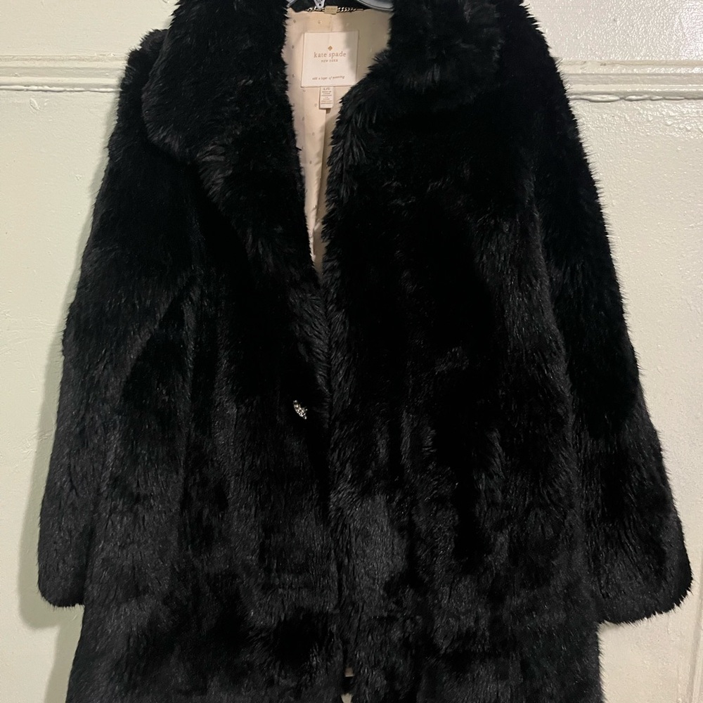 Kate Spade Luxurious Black Faux Fur Coat